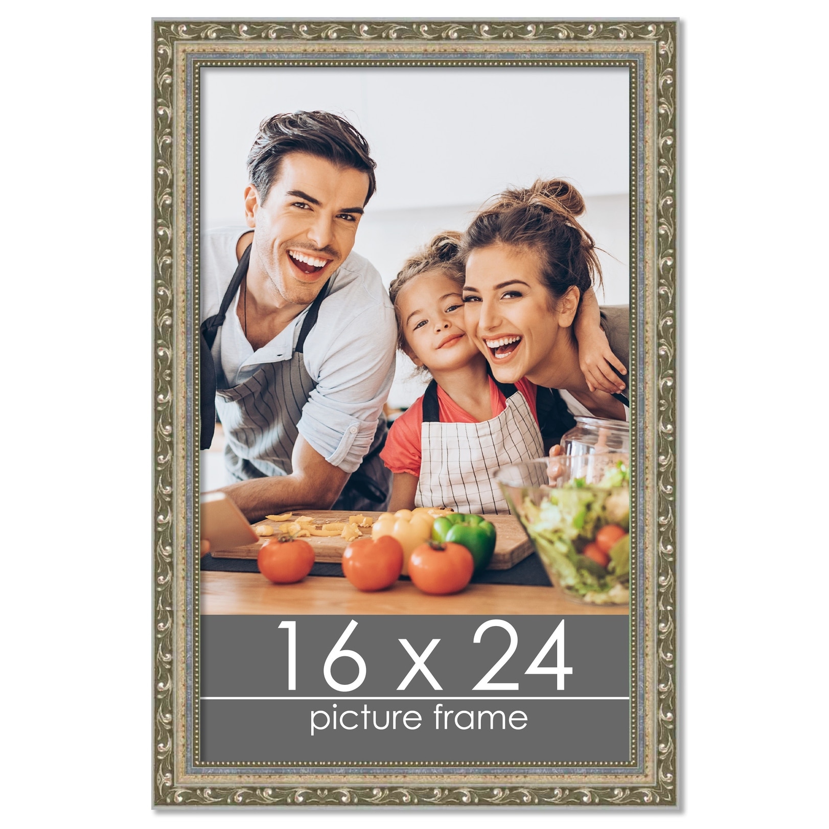 16X24 Picture Frame, Solid Wood, Black Molding, Set of 1, Display 16X24  Inch w