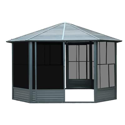 GDFStudio - Harper 13'x13' Octagonal Sunroom Solarium with Lockable Sliding Door and Moveable PC Screens