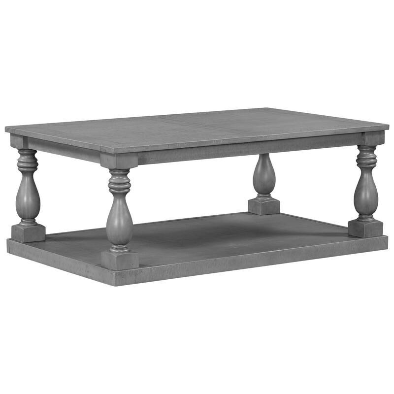 Vintage 45.2" Solid Wood Coffee Table with Open Shelf