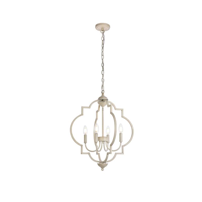 4-Light Pendant Lighting - Old World Charm, Dimmable, Weathered Dove Finish - Kitchen Island Light - 24.1