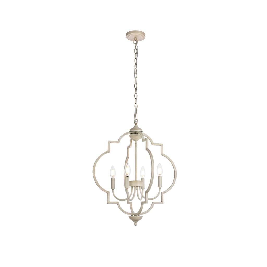 4-Light Pendant Lighting - Old World Charm, Dimmable, Weathered Dove Finish - Kitchen Island Light - 24.1