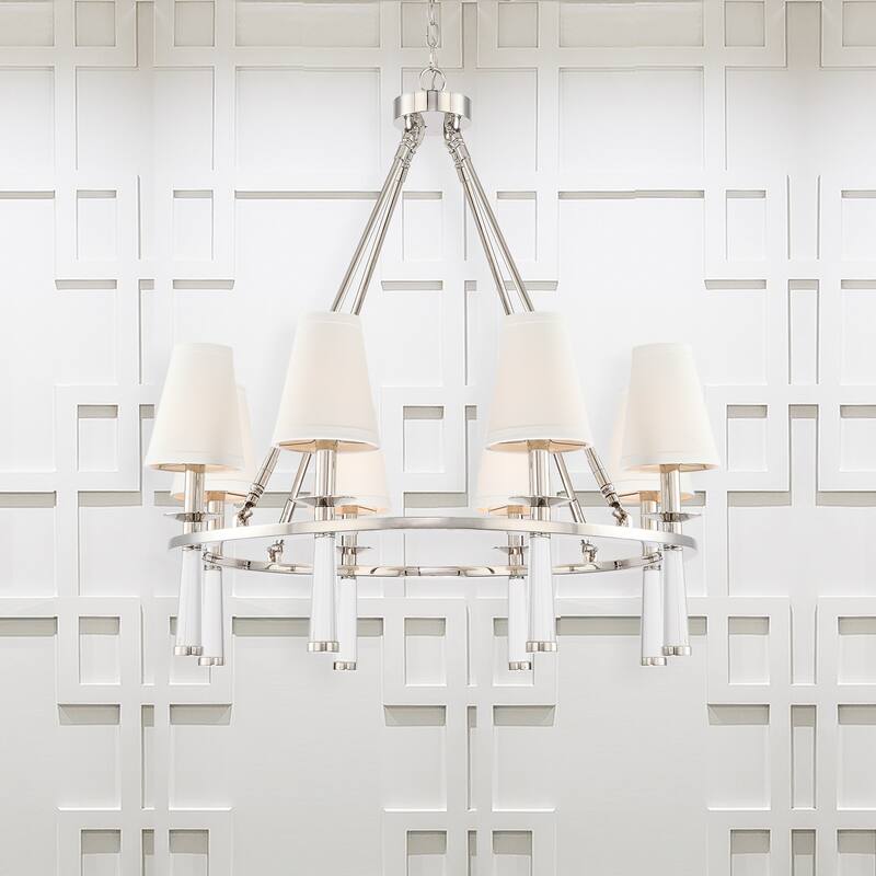 Timeless Home Eight Light Chandelier Baxter Polished Nickel - Exact Size