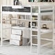 preview thumbnail 3 of 12, Wood Twin Size Loft Bed with Desk, Blackboard, Storage Box, Shelf and 3 Drawers White