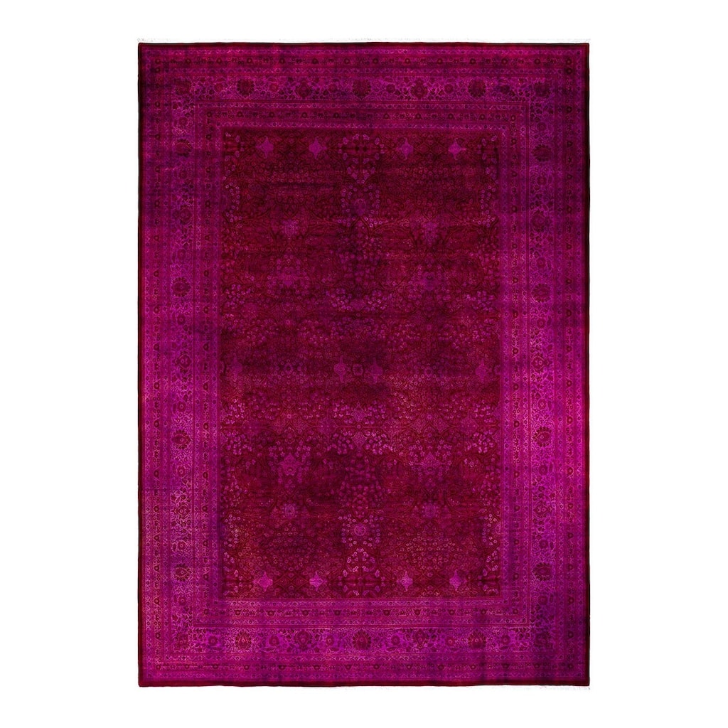 Overdyed, One-of-a-Kind Hand-Knotted Area Rug - Pink - 10' 10" x 15' 10"