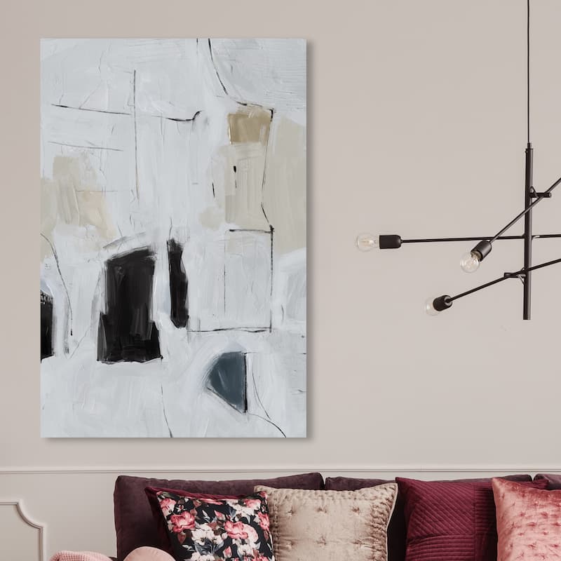 Wynwood Studio Canvas Abstract City in Fog Gray and Light Gray Modern & Contemporary Wall Art Canvas Print - 45 x 30