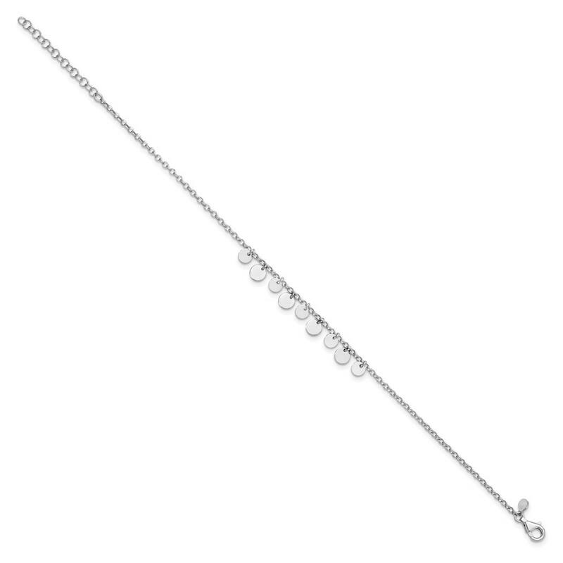 Curata 925 Sterling Silver Rhodium Plated With 1.5inch Anklet 9 Inch