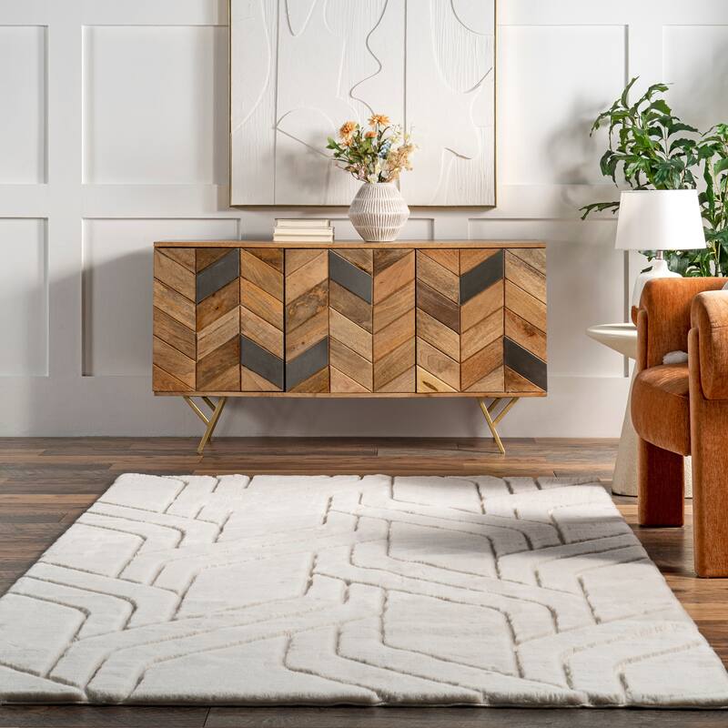 Nuloom Indie SuperiorWash Modern Maze Faux Rabbit Machine Washable Area Rug