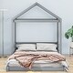 preview thumbnail 1 of 6, House-Shaped Montessori Floor Bed with Headboard Guardrails, Grey Full Grey - Full