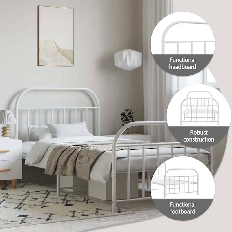 vidaXL 12 Inches Metal Bed Frame No Mattress