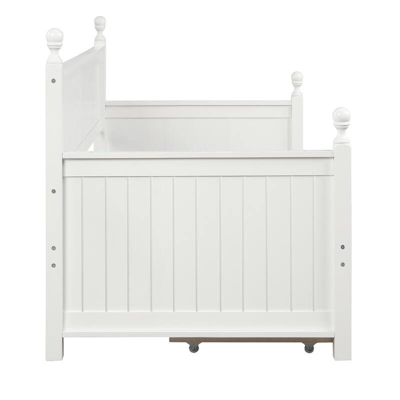 White Space-Saving Twin Daybed in Wood with Three Drawers - No Box Spring Needed