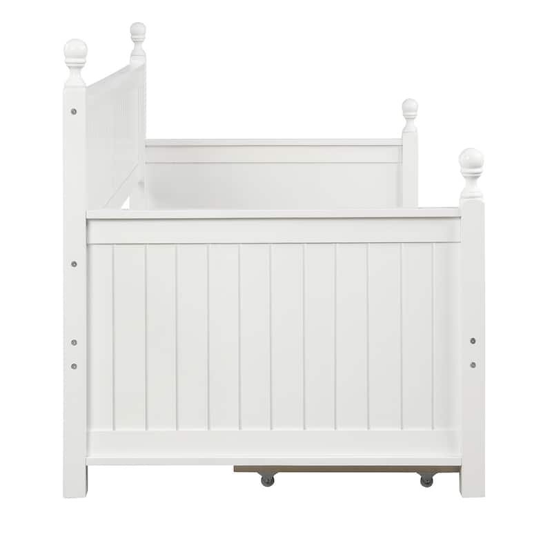 White Wood Twin Daybed with Drawers