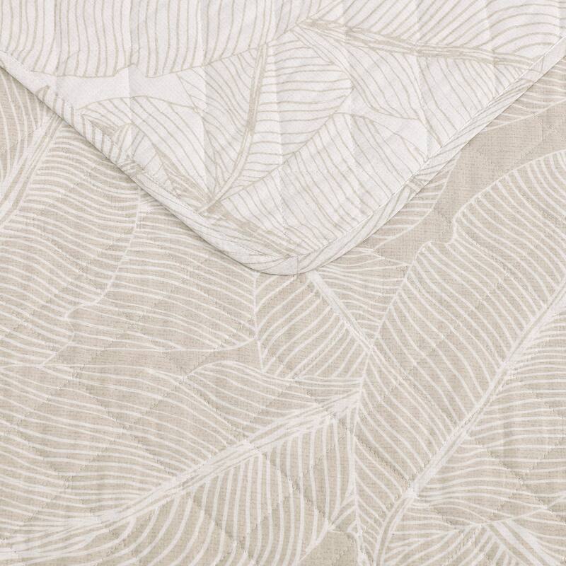 Tommy Bahama Pebble Palms Beige Cotton Reversible Quilt Set