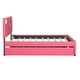 preview thumbnail 13 of 15, Full Size Upholstered Platform Bed with Trundle and Heart Shaped Decoration in Dark Pink