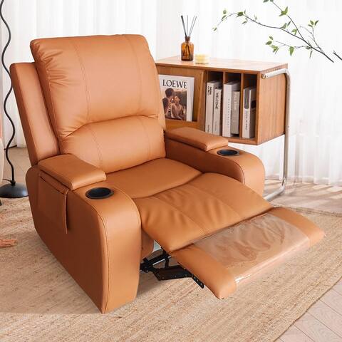Recliner Chair Manual Mechanism Recliner Sofa with Waterproof Breathable Leather, Air Previous Leather