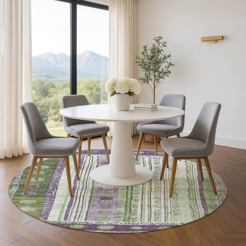 Premium Washable Super Soft Global Modern Mayfield Rug - Purple - 8' x 8'