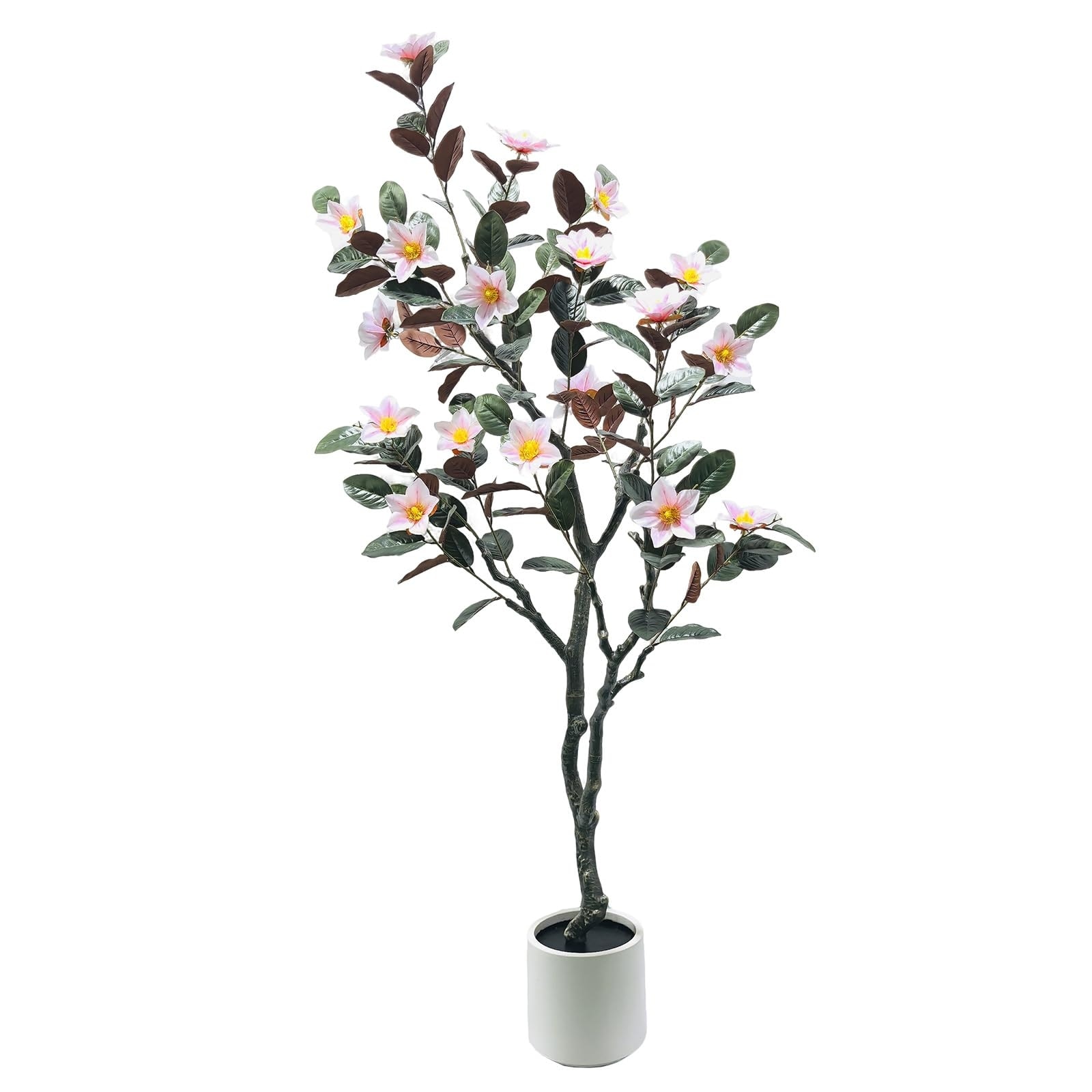 Artificial Magnolia Tree Faux Flowering Tree in Pot for Indoor Outdoor Decor