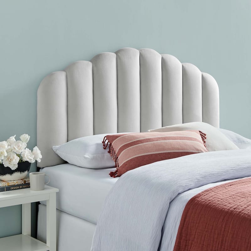 Veronique Full/Queen Performance Velvet Headboard - Light Gray