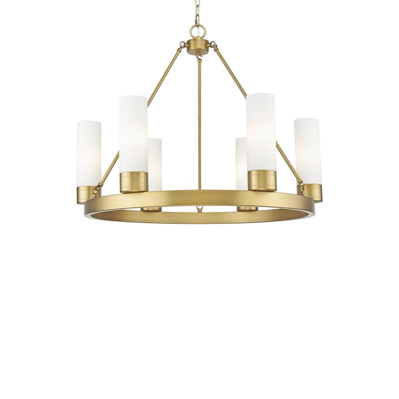 Innovations Lighting 617-6CR-24-29-8 Boreas Chandelier Boreas 6 Light - Brushed Brass / Striped White