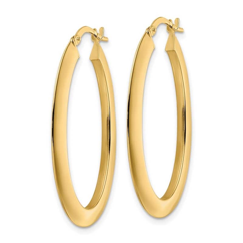 Curata 14k Yellow Gold Polished Knife-edged 38.6x2.1mm Oval Hoop Earrings