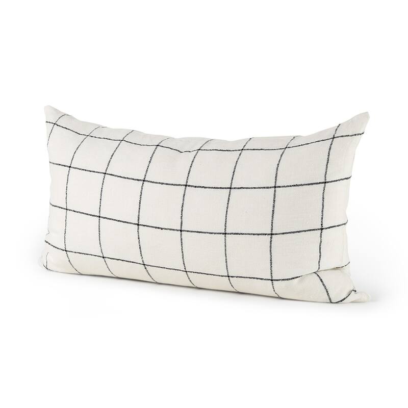 White and Black Grid Accent Pillow Cover - 14"H x 26"W x 1"D