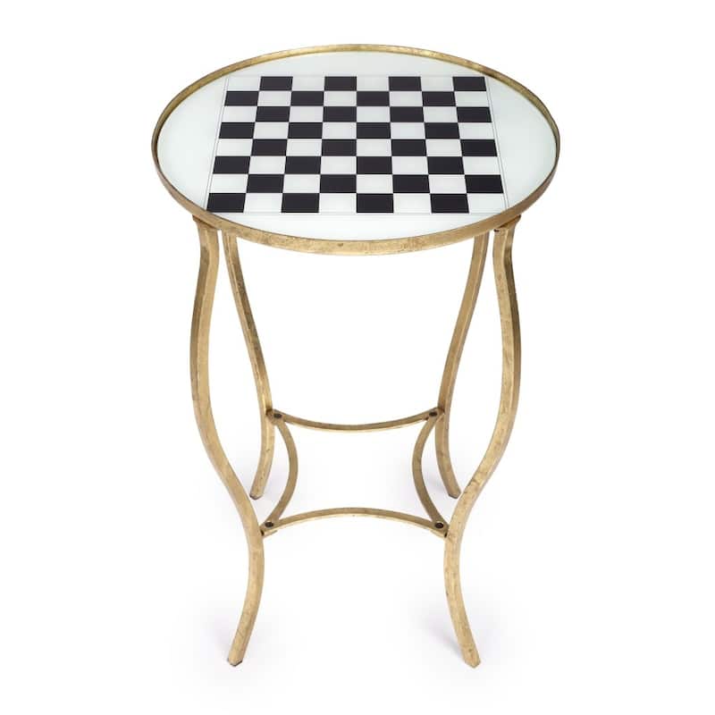 HomeRoots Antique Gold Black And White Game Table - 19