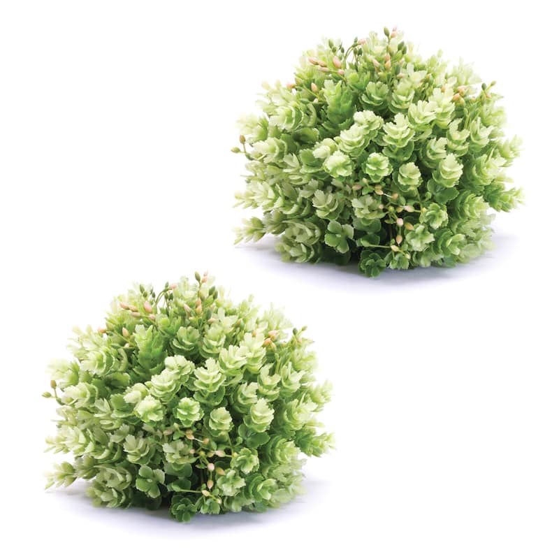 Variegated Foliage Half Orb Artificial Christmas Bushes - 6.5" - Set of 2