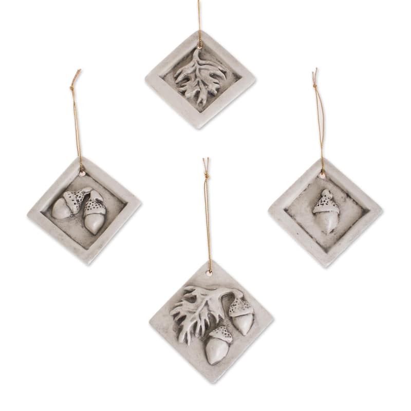 Novica Handmade Acorns And Leaves Ceramic Ornaments (Set Of 4)