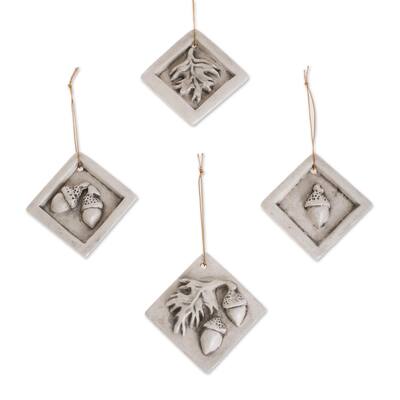 Novica Handmade Acorns And Leaves Ceramic Ornaments (Set Of 4)