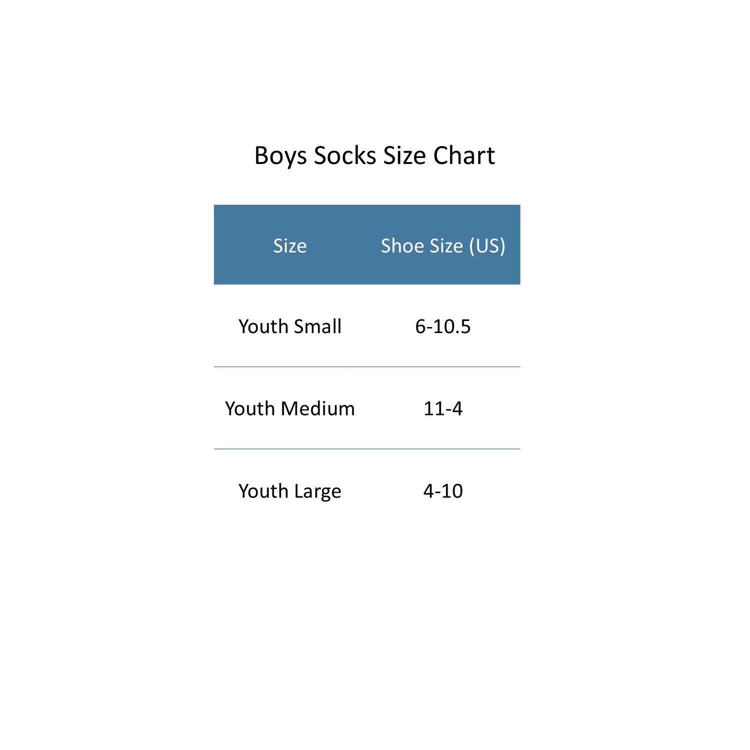 Hanes Youth Size Chart Socks