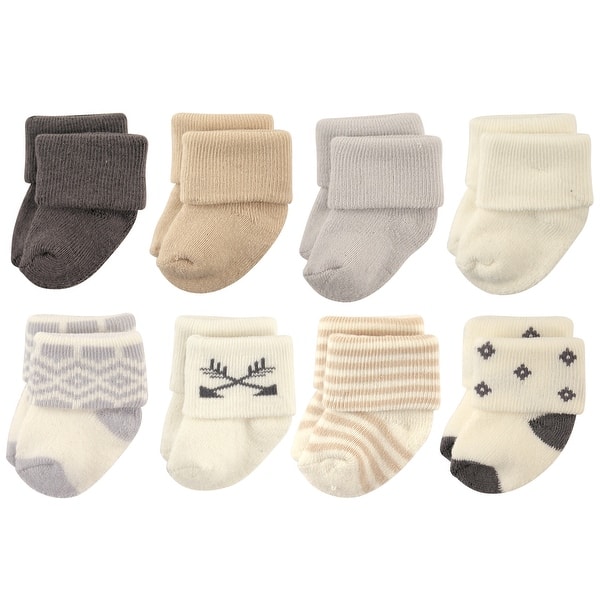 slide 1 of 1, Hudson Baby Infant Unisex Cotton Rich Newborn and Terry Socks, Aztec 0-6 Months - Aztec