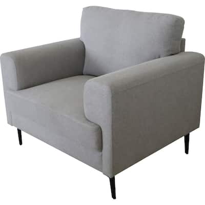 Chair with Fabric Upholstery and Sleek Metal Legs, Gray
