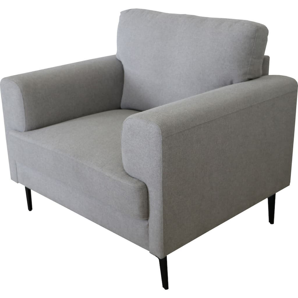 Chair with Fabric Upholstery and Sleek Metal Legs, Gray