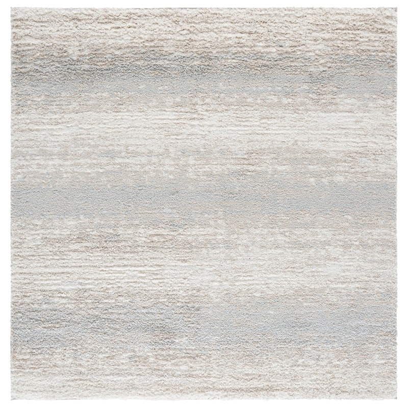 SAFAVIEH Gemma Shag Souraya Plush Thick Rug - 6'7" Square - Ivory/Beige Grey
