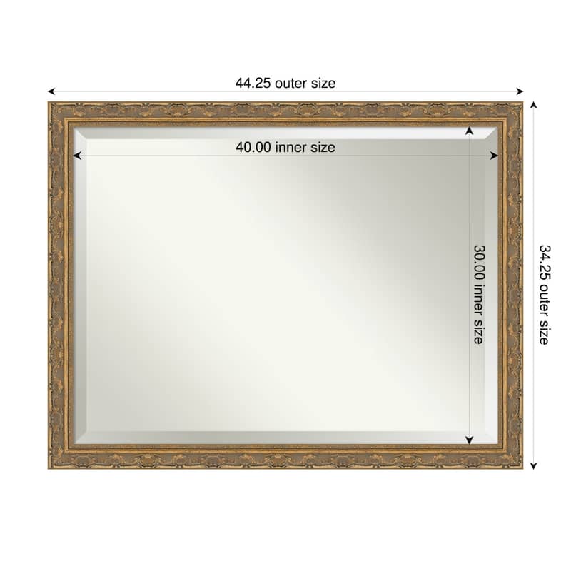 Filigree Beveled Framed Wall Mirror - 44 x 34 in - Filigree Gold