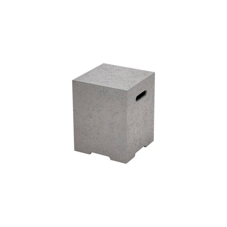 AMS Fireplace 16" Travertine Propane Tank Cover Side Table - Light Grey