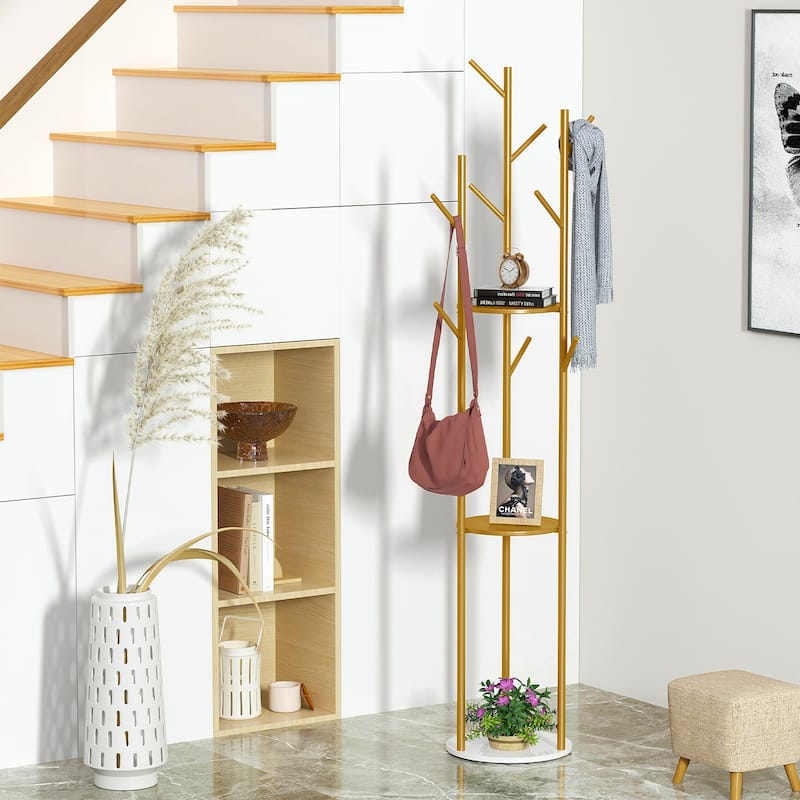 Freestanding Coat Rack Stand with Slate Base