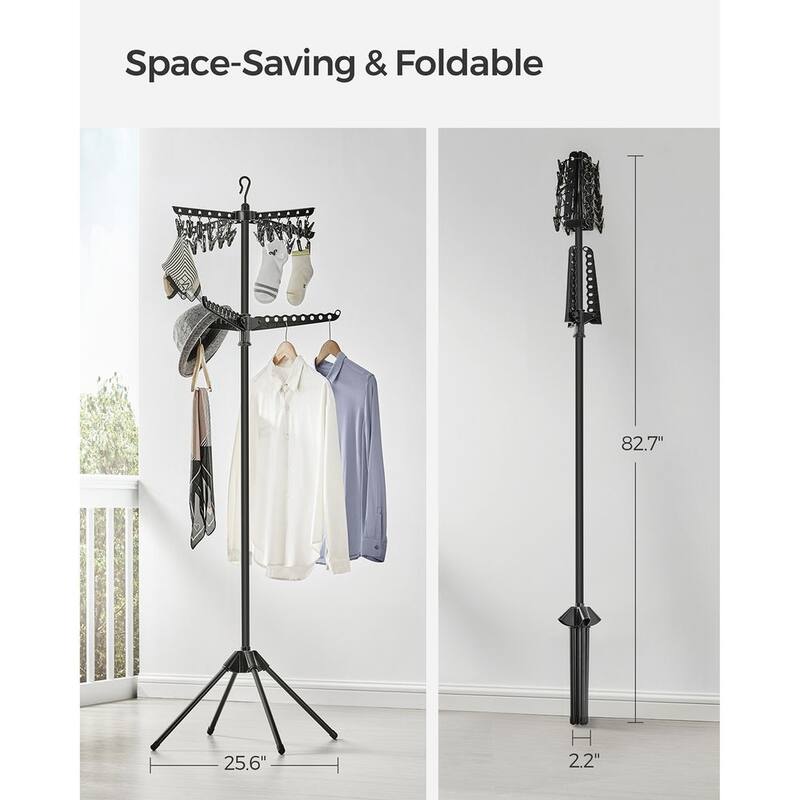 Stainless Steel Foldable Clothes Drying Rack with 360° Rotatable Arms Large Capacity and Space-Saving Design