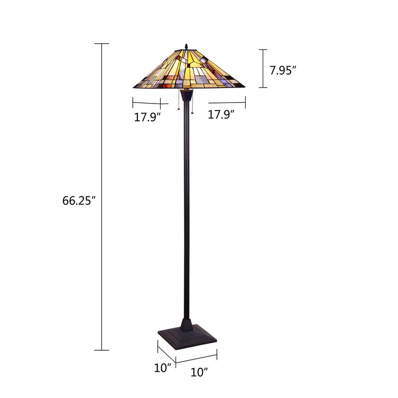 Tiffany-Style Mission Design Blackish Bronze Floor Lamp