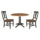 preview thumbnail 2 of 9, 42 in. Round Dual Drop Leaf Dining Table with 2 Panel Back Chairs in Hickory/Washed Coal