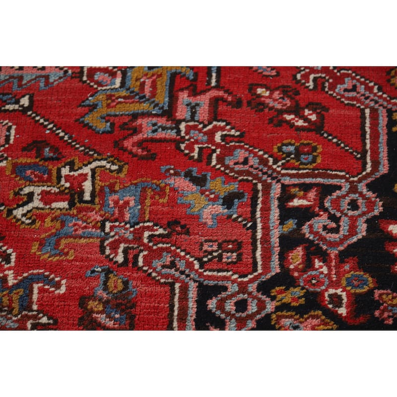 Geometric Heriz Serapi Persian Area Rug Hand-Knotted Wool Carpet - 9'6" x 12'9"