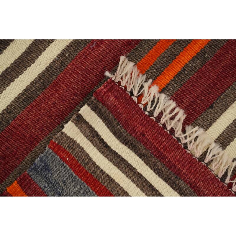 Hand Woven Oriental 100% Wool Carpet Southwestern Geometric Multi-Colored Kilim Area Rug - 11' 0'' X 5' 0''