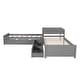 preview thumbnail 11 of 22, Twin Size L-Shaped Corner Platform Beds with Trundle and Drawers Linked with Built-in Desk