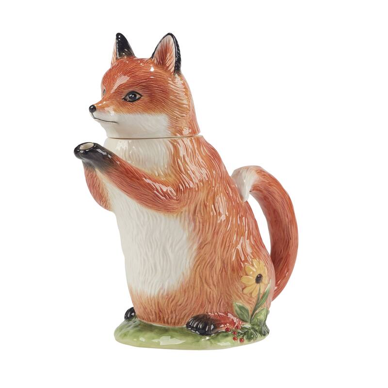 Certified International Woodland Critters 32 oz. 3-D Fox Teapot - 8" x 5" x 9.25"