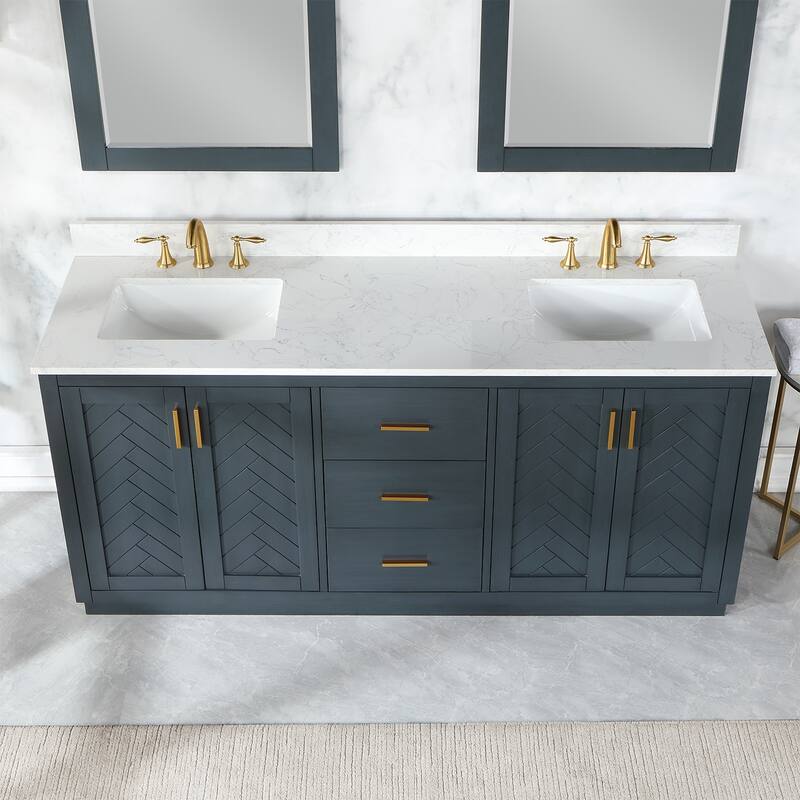 Altair Gazsi Bathroom Vanity with Composite Stone Countertop without Mirror