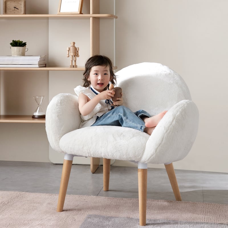 Pure Solid Wood Beech Frame Imitation Lamb Sofa Chair