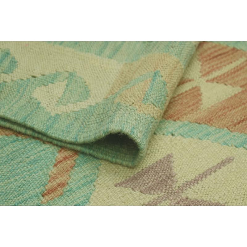 Noori Rug Sun Faded Flatweave Hugh Grey-Green/Rust Rug - 4'10" x 6'6"