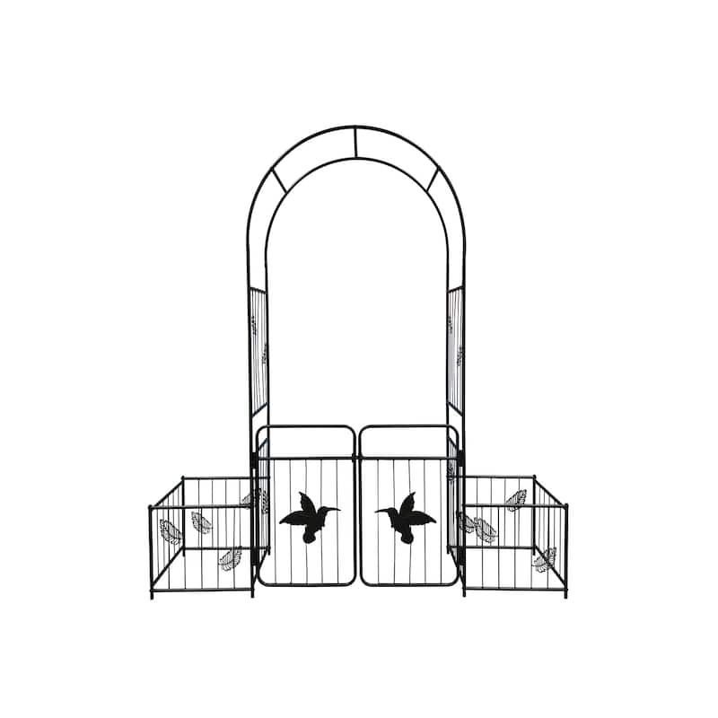 Metal Garden Arch with doors Garden Arbor - Black