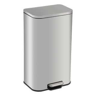 Stainless Steel Trash Can, Rectangular Garbage Bin with Soft-Close Lid & Removable Inner Bucket - Bed Bath & Beyond - 43483927