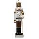 preview thumbnail 1 of 5, Fraser Hill Farm 48-In. Nutcracker Holding Staff MGO Figurine, Festive Indoor Christmas Holiday Decorations, White/Gold