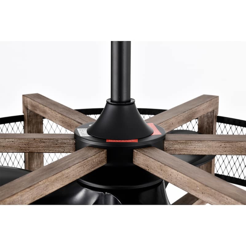 Wulf 24 Inch Imitation Wood Grain Cage Fandelier - N/A